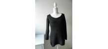 Pull long maille gris anthracite alpaga