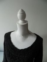 Pull long maille gris anthracite alpaga