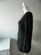 Pull long maille gris anthracite alpaga