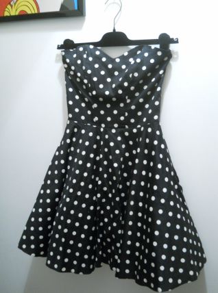 Robe Bustier Noire à Pois Blancs Héroïnes