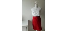 Jupe droite en laine rouge vif lipstick vintage