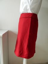 Jupe droite en laine rouge vif lipstick vintage