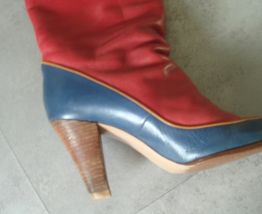 BOTTES cuir bleues et rouges