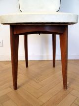 Chaise vintage scandinave blanche et bois pas cher