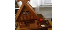 Ferme en bois, fermiers, animaux en bois
