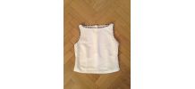 Top Burberry pas cher blanc lin liseré tartan