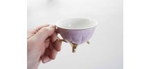 5 tasses à pieds rose et mauve