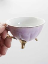 5 tasses à pieds rose et mauve