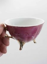 5 tasses à pieds rose et mauve