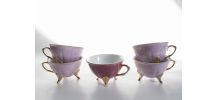 5 tasses à pieds rose et mauve