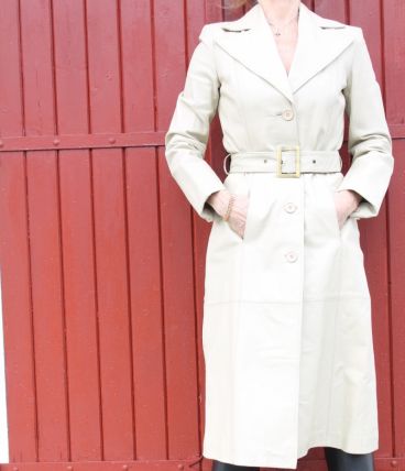 Manteau vintage cuir BLANCO -Madrid- 36/38