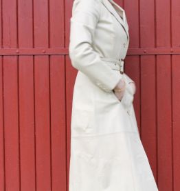 Manteau vintage cuir BLANCO -Madrid- 36/38
