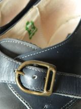 Derbies monk vintage bleu gris cuir véritable GUMA