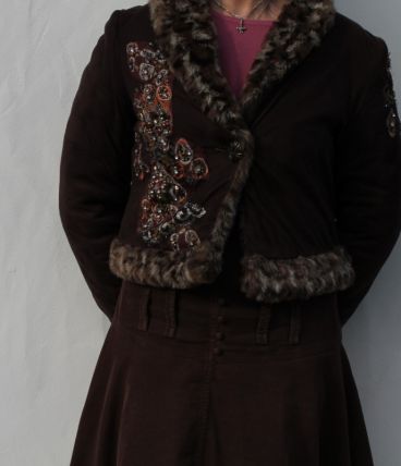 Blouson court simili peau/fourrure 36/38