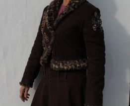 Blouson court simili peau/fourrure 36/38