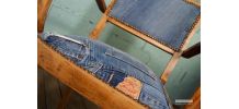 CHAISE BRIDGE "RAFAELA" assise et dossier restaurés jean's Levis 501
