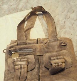 Sac Cuir CHLOE Gris Aspect Vintage Used Bon Etat