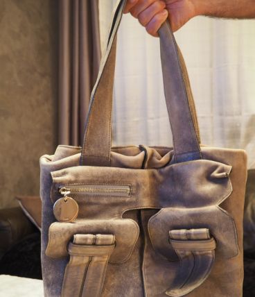 Sac Cuir CHLOE Gris Aspect Vintage Used Bon Etat