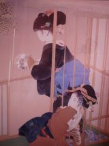 Tableau japonais 2 geishas cadre décoration maison