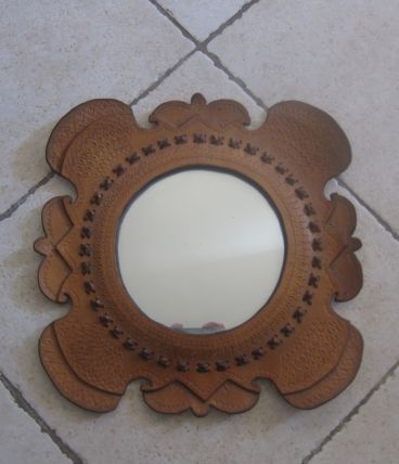 miroir cuir amerique vintage