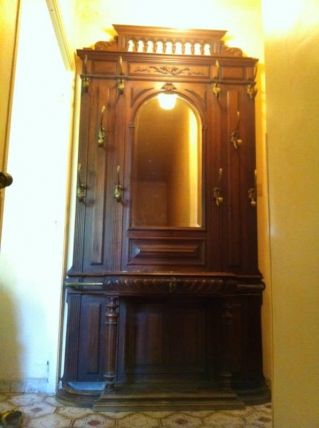 Porte manteau miroir, tablette à tiroir et porte parapluies