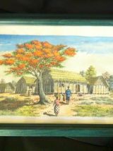 6 aquarelles encadrées "paysages de Madagascar"