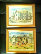 6 aquarelles encadrées "paysages de Madagascar"