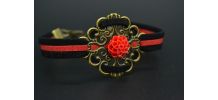 BRACELET CORDON SUEDINE ROUGE ET NOIR