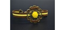 BRACELET CORDON SUÉDINE JAUNE ET MARRON
