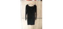 Robe noire manche longue vintage en velours