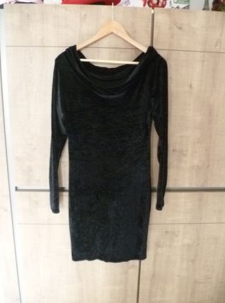 Robe noire manche longue vintage en velours