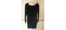 Robe noire manche longue vintage en velours