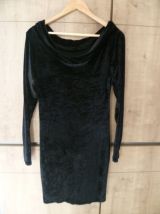 Robe noire manche longue vintage en velours