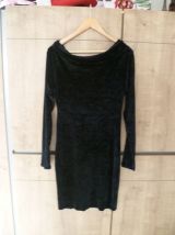 Robe noire manche longue vintage en velours