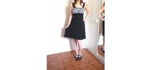Robe noire carreaux vichy lacet boutons T36