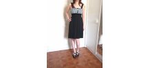 Robe noire carreaux vichy lacet boutons T36