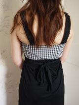 Robe noire carreaux vichy lacet boutons T36