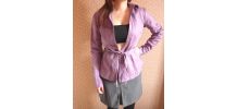 Chemise NAF NAF top cache coeur kimono lacet violet parme T36