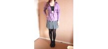 Chemise NAF NAF top cache coeur kimono lacet violet parme T36