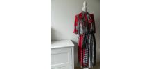 Robe col lavallière patchwork voile vintage 60's 70's