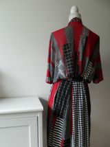 Robe col lavallière patchwork voile vintage 60's 70's