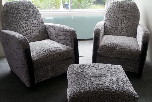 Magnifiques Fauteuils et pouf d'époque Art Déco