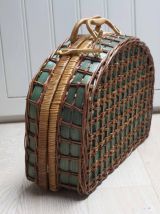 panier osier picnic vert