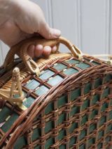 panier osier picnic vert