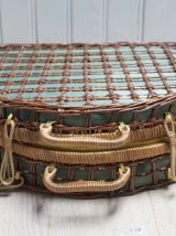 panier osier picnic vert
