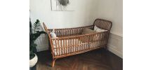 lit enfant en rotin vintage
