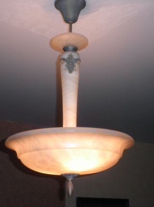 lustre pâte de verre soucoupe 3 lampes