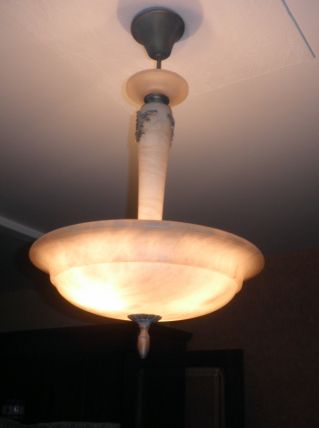 lustre pâte de verre soucoupe 3 lampes