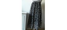 Jupe midi plissée à pois en voile vintage