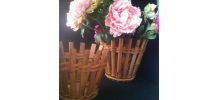 2 Cache Pot en Bambou &amp;amp; Rotin Vintage